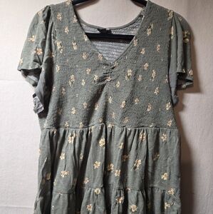 Torrid Green Floral Blouse